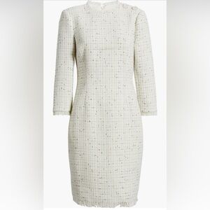 Eliza J Women's Fringe-Trim Bouclé Tweed Sheath Dress